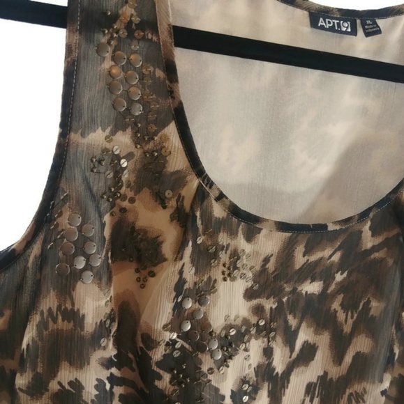 Apt 9 Brown & Tan Womens XL Sequined Tank Top - Picture 3 of 7